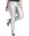 Sport on-trend style with Celebrity Pink Jeans' plus size skinnies, rocking a metallic finish!