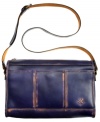 Stressed to impress, this cool leather crossbody from Patricia Nash is exquisitely over-dyed and worked with heavy hand-crafted stitching, for an decidedly laid-back look. Plenty of pockets inside and out provide practical organization.