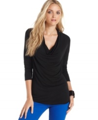 This slouchy cowl-neck top is a brilliant basic from DKNY Jeans. Wear it with colored jeans for daytime or dress it up with a skirt for night! This slouchy cowl-neck top is a brilliant basic from DKNY Jeans. Wear it with colored jeans for daytime or dress it up with a skirt for night!