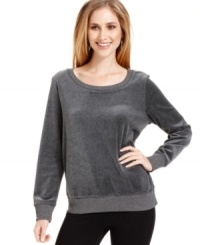 Fashion and fitness unite! Keep active and cozy in this velour top from Style&co. Sport. Fashion and fitness unite! Keep active and cozy in this velour top from Style&co. Sport.