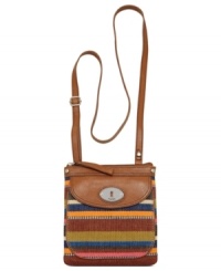 An eye-catching design decorated with vintage-inspired details and a season-perfect print. This easy-going crossbody features sleek leather trim, a casual cool print and signature silver-tone hardware.