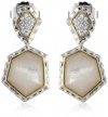 Kara Ross Nugget Mother-Of-Pearl and White Sapphires Double Drop Earrings