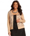 Capture the timeless elegance of Charter Club's plus size cardigan, finished by a sequined animal-print.