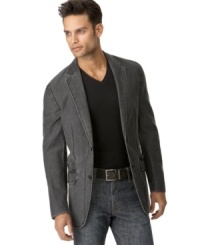 Sophisticated, yet urban, this INC International Concepts blazer can instantly dress up a T shirt and jeans. Sophisticated, yet urban, this INC International Concepts blazer can instantly dress up a T shirt and jeans.