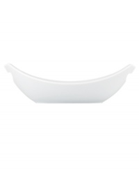 Feature modern elegance on your menu with the Classic Fjord oval serving dishes from Dansk dinnerware. Dishes in this set have glossy white porcelain with a fluid, sloping edge that prevents spills and keeps tables looking totally fresh. Feature modern elegance on your menu with the Classic Fjord oval serving dishes from Dansk dinnerware. Dishes in this set have glossy white porcelain with a fluid, sloping edge that prevents spills and keeps tables looking totally fresh.