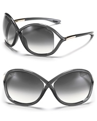 Tom Ford's sunglasses have open lens detail at temple; gradient lenses. Logo on temple tips. Case included. Tom Ford's sunglasses have open lens detail at temple; gradient lenses. Logo on temple tips. Case included.