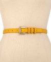 You'll never lay low with this eye-catching skinny belt from Nine West. Exotic snake detail and a covered buckle grab attention.