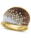 Neutral hues provide chic appeal on Kaleidoscope's dazzling cocktail ring. Ombre-colored crystals range from clear to brown with Swarovski Elements. Set in 18k gold over sterling silver. Size 7.