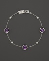 Amethyst and faceted diamonds add gorgeous sparkle to a slim sterling silver bracelet. From the Silver Rain collection by Ippolita.