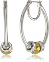 Nine West Metallic Affair Hematite and Silver-Tone Shaky Click-It Hoop Earrings