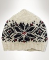 A wool snowflake-print hat, inspired by vintage intarsia-knit caps, adds heritage character to your look while keeping you warm.