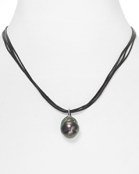 Majorica Leather Pendant Necklace, 16 Majorica Leather Pendant Necklace, 16