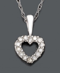 Give a little girl a diamond-accented heart necklace as sweet as she is. Set in 14k white gold. Approximate length: 15 inches. Approximate drop: 1/4 inch. Give a little girl a diamond-accented heart necklace as sweet as she is. Set in 14k white gold. Approximate length: 15 inches. Approximate drop: 1/4 inch.