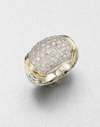 From the Metro Collection. Truly shine in this pavé diamond piece set in a textured sterling silver shank accented in radiant 18k gold. Diamonds, 1.06 tcwSterling silver18k goldImported