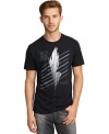 A cool feather graphic gives this Kenneth Cole New York tee its unique edge.