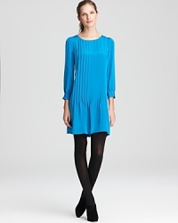 Tuxedo pleats lend a touch of menswear inspiration to an effortless silk kate spade new york dress for the perfect boy-meets-girl style mix. Tuxedo pleats lend a touch of menswear inspiration to an effortless silk kate spade new york dress for the perfect boy-meets-girl style mix.
