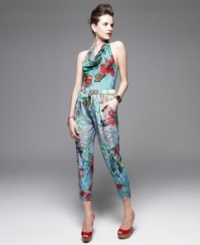 An irreverent print makes these Neon cropped harem pants a bold pick for a fashion-forward look!