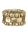 Decorate your digits with the Midas touch. Stretch ring by RACHEL Rachel Roy features a square pattern crafted in worn gold tone mixed metal.