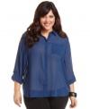 Sheer perfection: American Rag's plus size utility blouse is a must-get for the season!