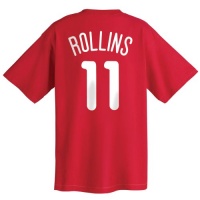 Jimmy Rollins Philadelphia Phillies Name and Number T-ShirtAthletic Red Jimmy Rollins Philadelphia Phillies Name and Number T-ShirtAthletic Red