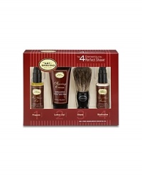 The 4 Elements of The Perfect Shave® combine The Art of Shaving's aromatherapy-based products, handcrafted accessories and expert shaving technique to guarantee optimal shaving results while relieving and preventing ingrown hairs, razor burn, tough beard and sensitive skin. The Starter Kit offers 2 weeks' worth of our essentials for achieving a close and comfortable shave. Complete with Pre-Shave Oil (.5 fl. oz), Shaving Cream (1 oz), After-Shave Balm (.5 fl. oz), and a Genuine Badger Shaving Brush. Perfect for travel. The 4 Elements of The Perfect Shave® combine The Art of Shaving's aromatherapy-based products, handcrafted accessories and expert shaving technique to guarantee optimal shaving results while relieving and preventing ingrown hairs, razor burn, tough beard and sensitive skin. The Starter Kit offers 2 weeks' worth of our essentials for achieving a close and comfortable shave. Complete with Pre-Shave Oil (.5 fl. oz), Shaving Cream (1 oz), After-Shave Balm (.5 fl. oz), and a Genuine Badger Shaving Brush. Perfect for travel.