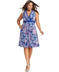 A flattering A-line shape and empire waist elegantly define INC's sleeveless plus size dress-- wear it from desk to dinner! A flattering A-line shape and empire waist elegantly define INC's sleeveless plus size dress-- wear it from desk to dinner!