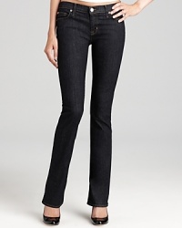 Flaunt your curves proudly in these flattering boot-cut Hudson jeans--dark washed for an extra slim look in a clean five-pocket silhouette. Flaunt your curves proudly in these flattering boot-cut Hudson jeans--dark washed for an extra slim look in a clean five-pocket silhouette.