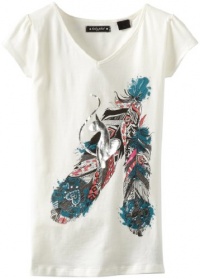 Baby Phat - Kids Girls 7-16 Feathers And Foil Kitty Tee, Cream, Large Baby Phat - Kids Girls 7-16 Feathers And Foil Kitty Tee, Cream, Large
