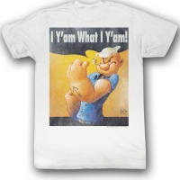 Popeye - Mens Guess What T-Shirt in White, Size: X-Large, Color: White Popeye - Mens Guess What T-Shirt in White, Size: X-Large, Color: White