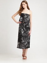 Perfect for a day of shopping or weekend brunch, this easy-going strapless design has a great print and is super-flattering, thanks to its waist-defining leather belt.Strapless designElasticized waistLeather beltSlash pocketsAbout 32 from shoulder to hemPolyesterDry cleanImported Model shown is 5'10 (177cm) wearing US size Small. Perfect for a day of shopping or weekend brunch, this easy-going strapless design has a great print and is super-flattering, thanks to its waist-defining leather belt.Strapless designElasticized waistLeather beltSlash pocketsAbout 32 from shoulder to hemPolyesterDry cleanImported Model shown is 5'10 (177cm) wearing US size Small.
