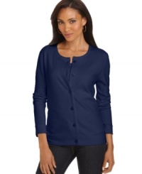 Pair Karen Scott's cardigan over your favorite tank top. This great value never goes out of style!