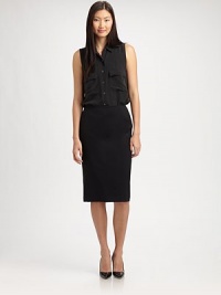 Effortlessly elegant, virgin wool meets a hint of stretch creating a slim-fitting essential. Back zipperWaist dartsBack ventFully linedAbout 25 from natural waist96% virgin wool/4% elastaneDry cleanImported of Italian fabric Effortlessly elegant, virgin wool meets a hint of stretch creating a slim-fitting essential. Back zipperWaist dartsBack ventFully linedAbout 25 from natural waist96% virgin wool/4% elastaneDry cleanImported of Italian fabric