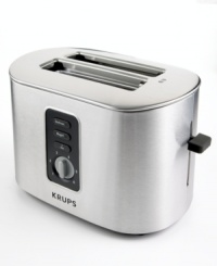 This elegant toaster from Krups will soon become a fixture in your kitchen, making crisp, perfectly prepared toast within its stylish brushed stainless steel housing. One-year warranty. Model TT6170. This elegant toaster from Krups will soon become a fixture in your kitchen, making crisp, perfectly prepared toast within its stylish brushed stainless steel housing. One-year warranty. Model TT6170.