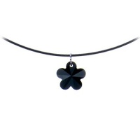 Black Austrian Crystal Flower Choker Necklace Black Austrian Crystal Flower Choker Necklace