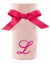 Princess Linens Embroidered Pink Initial Cotton Knit Blanket, L