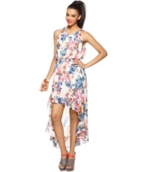 A bright floral print makes a femme summer statement on this Bar III dress -- the asymmetrical hem is perfect for showcasing hot heels! A bright floral print makes a femme summer statement on this Bar III dress -- the asymmetrical hem is perfect for showcasing hot heels!