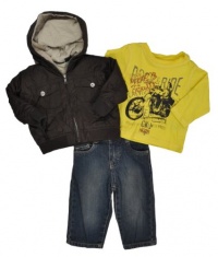 Calvin Klein Infant Boys Brown Jacket Hooded 3Pc Denim Pant Set (24M) Calvin Klein Infant Boys Brown Jacket Hooded 3Pc Denim Pant Set (24M)