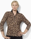 A bold leopard pattern adds a bit of edge to a soft waffle-knit cotton top.