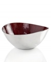 Full of surprises, this handcrafted salad bowl from Simply Designz features sleek, polished aluminum lined with lustrous burgundy enamel. A striking home accent no matter what's on your menu.