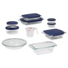 Pyrex Easy Grab 17-Piece Glass Bakeware Set with Blue Lids