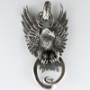 Men's Silver and Onix Eagle Pendant (Silver)