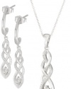 Sterling Silver Diamond Twist Earrings and Pendant Necklace Box Set (1/ 5 cttw, I-J Color, I3 Clarity)