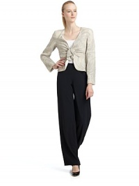 THE LOOKAllover intricate embellishmentsPadded shouldersFront concealed button closure with ruffled bow detailTHE FITAbout 18 from shoulder to hemTHE MATERIALSilkCARE & ORIGINDry cleanMade in ItalyModel shown is 5'10 (177cm) wearing US size 4. THE LOOKAllover intricate embellishmentsPadded shouldersFront concealed button closure with ruffled bow detailTHE FITAbout 18 from shoulder to hemTHE MATERIALSilkCARE & ORIGINDry cleanMade in ItalyModel shown is 5'10 (177cm) wearing US size 4.