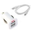 EZOPower White High Output Dual USB Car Charger (1A/2.1A) - 3.1A Output Ideal + White Micro USB Data Cable for Samsung Galaxy Attain 4G R920, M370, Galaxy Note N7000, DoubleTime i857, Captivate Glide i927, Focus S I937, Galaxy S II Skyrocket i727, Galaxy 