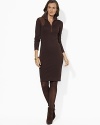 Crafted with a faux-suede patch at the shoulder, a soft ribbed cotton dress is steeped in heritage inspiration.