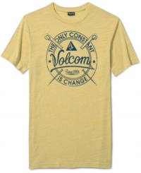 Share some words of wisdom via this cool Volcom graphic tee. Share some words of wisdom via this cool Volcom graphic tee.