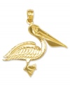 Add a taste of the tropics. This petite, pelican charm features an intricate, carved design in 14k gold. Chain not included. Approximate length: 1 inch. Approximate width: 1 inch.