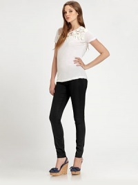 Perfectly placed lace and classic pointelle give this jersey tee a decidedly elegant feel and an unforgettable look.Round neckShort sleevesIntricate lace detailsPull-on styleAbout 25 from shoulder to hemModalDry cleanImported Model shown is 5'10 (177cm) wearing US size Small. Perfectly placed lace and classic pointelle give this jersey tee a decidedly elegant feel and an unforgettable look.Round neckShort sleevesIntricate lace detailsPull-on styleAbout 25 from shoulder to hemModalDry cleanImported Model shown is 5'10 (177cm) wearing US size Small.