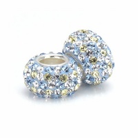 Set of 2 - Bella Fascini Baby Blue Yellow & Clear Crystal Mix Pave Bling Beads - Made with Authentic Swarovski Crystal Elements - Solid Sterling Silver Core Fits Perfectly on Chamilia Moress Pandora and Compatible Brands Set of 2 - Bella Fascini Baby Blue Yellow & Clear Crystal Mix Pave Bling Beads - Made with Authentic Swarovski Crystal Elements - Solid Sterling Silver Core Fits Perfectly on Chamilia Moress Pandora and Compatible Brands