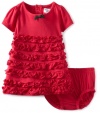 Hartstrings Baby-Girls Newborn Jersey Ruffled Dress And Diaper Cover Set, Velvet Fuchsia, 12 Months